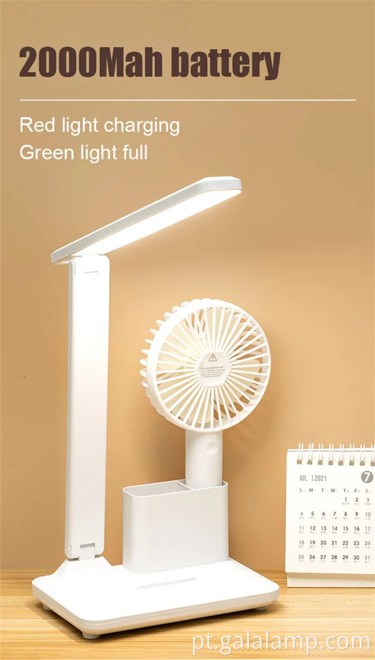 Lâmpada de mesa dobrável recarregável moderna com suporte de caneta